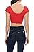 Womens Trendy Solid Color Basic Scooped Neck and Back Crop Top Red Small