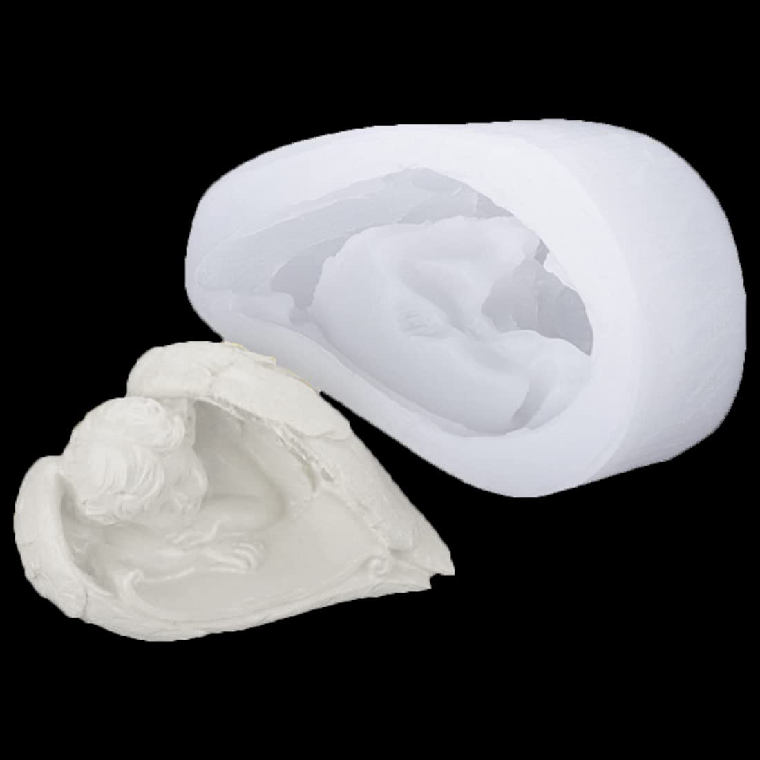 Voyyphixa Sleeping Angel Soap Mould, Cherub in Wings Feathers Epoxy Resin Moulds Silicone, Handmade Angel Statue Mold for Clay Gypsum Plaster Craft Making