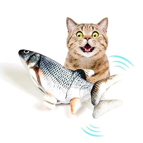 Cat Kicker Fish Toy - Flopping Fish Cat Toy - Cat Wagging Fish Realistic Plush Simulation Electric Doll Fish Plush Toy Interactive Pets Pillow Chew Bite Supplies for Cat/Kitty/Kitten Fish Flop (1pcs)