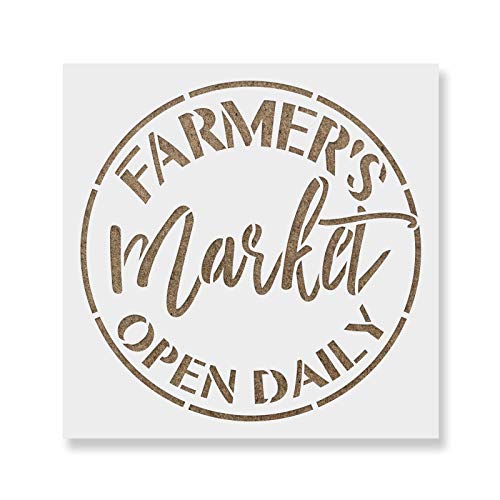 Farmers Market Stencil Template for Walls and Crafts - Reusable Stencils for Painting in Small & Large Sizes
