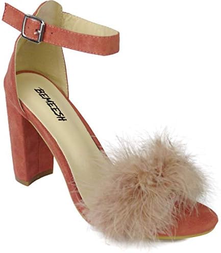 Womens Ladies Fur Sandal High Heels Shoes Fluffy Strappy Stiletto