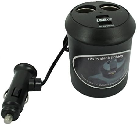 Two USB Car Cup Holder Charger Center for T-Mobile Samsung Galaxy Note 5 (SM-N920T) - T-Mobile Samsung Galaxy Note Edge SM-N915T - T-Mobile Samsung Galaxy S3 SGH-T999