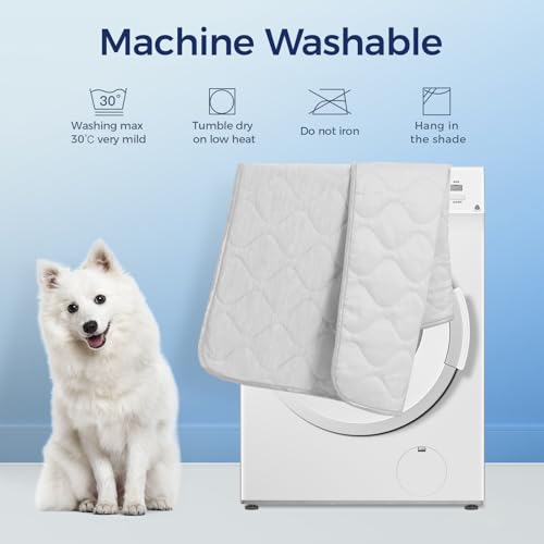 Rywell Dog Cooling Blanket 101x153cm,Waterproof Dog Cooling Mat Q-Max>0.5, Cooling&Cotton Surfaces for All Seasons,Washable Dog Blanket,Grey