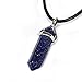 BRCbeads Gemstone Necklace, Lapis Lazuli Pendant Crystal Hexagonal Healing Point Reki Chakra Unisex Genuine Leather Cord 20''