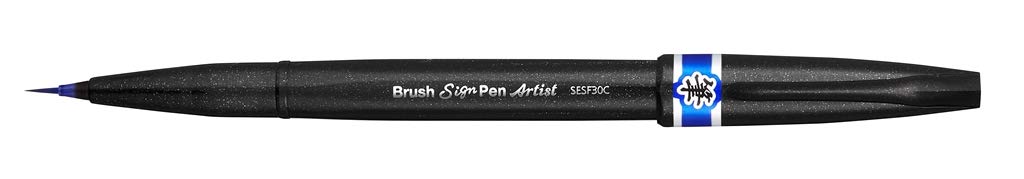 Pentel SESF30C Brush Sign Pen Artist, Extra Fine Brush Tip, Blue (Single Pen)