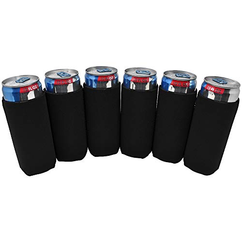 TahoeBay 6 Slim Can Sleeves - Blank Neoprene Beer Coolers - Compatible with 12oz RedBull, Michelob Ultra, White Claw Spiked Seltzer (Black, 6) - Thumbnail 7