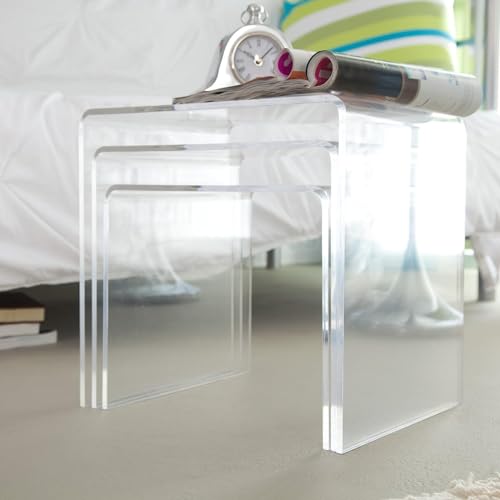 Acrylic Clear Nesting Tables - Coffee & End Table Set (3 Pcs) - 40cm, 35cm, 30cm