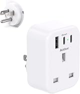 Addtam UK to US Plug Adapter 4 in 1 with 1 USB & 2 USB-C Ports Type B view 1