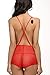 Avidlove Women Deep V Lingerie Eyelash Lace Teddy Bodysuit Mesh Teddy Chemise Red XXL