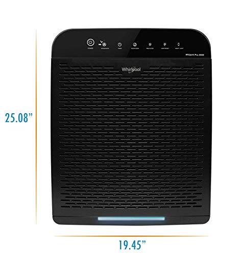 Whirlpool WPPRO2000B Whispure True Hepa Air Purifier, Activated Carbon, 508 Sq ft, Smart Auto Mode, Ideal For Allergies, Odors, Pet Dander, Mold, Smoke, Wildfire & Germs - Slate Black