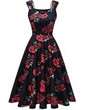 DRESSTELLS Women's Bridesmaid Vintage Tea Dress V-Neck Prom Party Swing Cocktail Dress