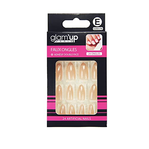 Glam'Up - Uñas postizas con purpurina, color plateado
