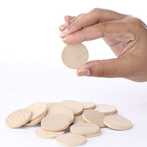 Package of 100 Unfinished Wood 1-1/4 inch Round Disc Cutouts - Ready to Be Painted and Decorated