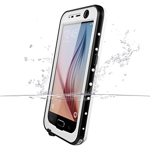 Galaxy S6 Waterproof Case, Vcloo 6.6ft Waterproof Case for Galaxy S6, Dust Proof, Snow Proof, Shock Proof, Heavy Duty Touch Screen TPU Protective Carrying Cover for Galaxy S6, 5.1 Inches (White)