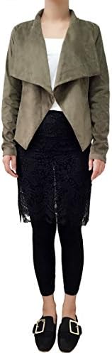 Season 6Women's Faux Suede Drapey Front Moto Jacket Blazer