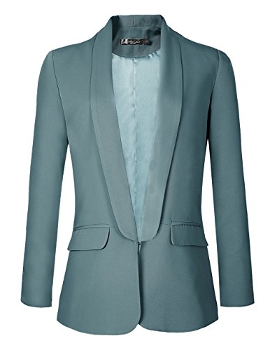 Urban CoCo Women's Office Blazer Jacket Open Front (S, Lake Blue) - Thumbnail 7