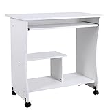 Songmics Mesa para Ordenador Compacta Portateclado Escritorio para Ofina o Hogar Moderna, 80 x 48x 76 cm, Blanco, LCD858W