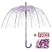 Tdogs Clear Umbrella with 100 Pcs Romantic Flowers,Bubble Dome Transparent Cherry Automatic Windproof Rain Umbrellas for Wedding