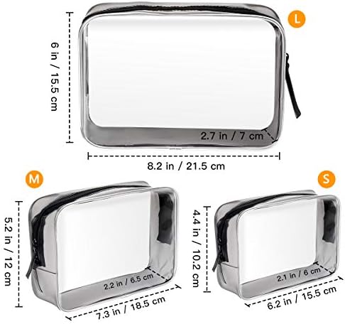 Benbilry Clear Travel Toiletry Bag with Zipper, 3PCS TSA Approved Waterproof PVC Travel Luggage Pouch Carry On Cosmetic Makeup Bag Set Handbag Beach Tote Bag for Women and Men 2 Benbilry Clear Travel Toiletry Bag with Zipper, 3PCS TSA Approved Waterproof PVC Travel Luggage Pouch Carry On Cosmetic Makeup Bag Set Handbag Beach Tote Bag for Women and Men