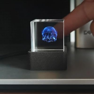 HolaCube WiFi Holographic Crystal 3D Photo Display, Smart Weather Station & Digital Clock with GIF Animations and Electronic Image Album Player for Desktop/Car Décor (Black Base)