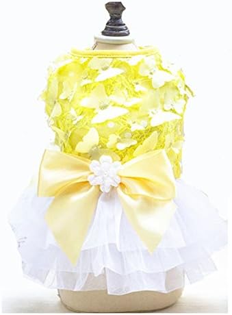 Pet Dog Dresses Summer Butterfly Pringting Puppy Dog Pet Dress Skirt XS S M L XL Pet Summer Apparel Costume-Yellow for Chihuahua
