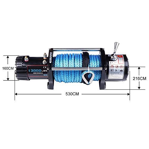 ECCPP Winches12V 13000 LBS Electric Winch+Aluminum Fairlead+Synthetic Rope+Control Box Assembly+Wireless/Hand Remote Controller+Negative Wire+Hook+Bolts for SUV/ATV/4WD/Off - Image 7