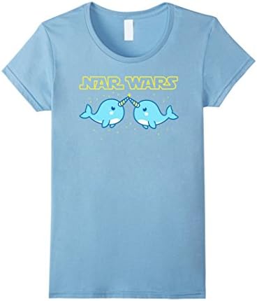 Womens Nar Wars Parody Funny Save the Narwhals T-shirt Small Baby Blue
