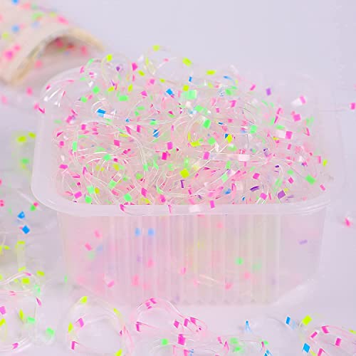 Colourful Clear Elastic Hair Bands, 1000pcs Disposable Elastic Hair Ties Non-slip Rubber Hair Bands, MAZBFF Ponytail Holders Hair Styling Accessories Tools Soft Hair Elastics Ties Bands