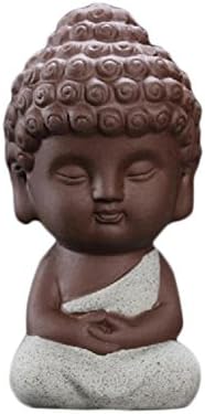 Ceramic Little Buddha in Mini Home Decor Baby Buddha Decoration Gift Ceramic Tea Pet Innovative Statue for Wealth Luck, Beige, Ａ