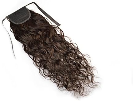 Dingli Hair 100% Virgin Human Hair Curly Wave Clip in Wrap Around Ponytail Extension for Women Natural Color 1B# Color