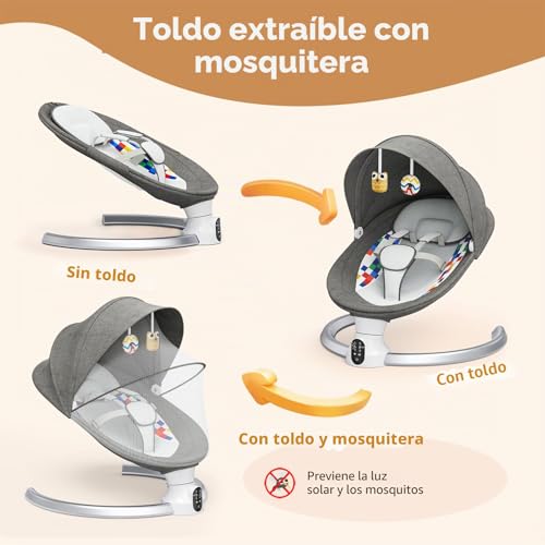 Helangel Electric Rocking Chair Electric Baby Hammock with Remote Control and Wireless Connection Baby Rocking Chair with 5 Point Safety Harness for Children up to 9 kg 5 Speed Balance