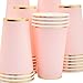 Juvale Pink Party Cups - 12 Oz, 50 Pack, Light Pink & Gold - Disposable Paper Cups for Hot & Cold Beverages - Bridal & Baby Shower
