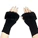 FUNOC Women Winter Knitted Fingerless Wrist Hand Warmer Faux Fur Gloves Mittens