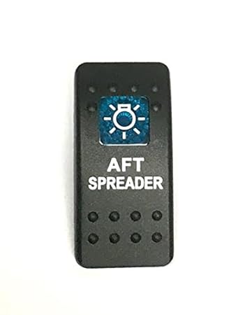 Euro Rocker Switch Cover with Text, Black with Blue Lens. Contura II, Fits Carling, Cole Hersee, Blue seas