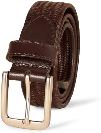 Brighton Men's Silver Creek Brown Western Scroll Belt Brown 32 at