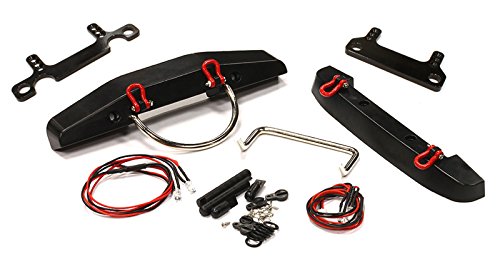 Integy RC Model Hop-ups C24448 Realistic 1/10 F&R Bumper Set with LED(4) & Towing Hooks for SCX-10