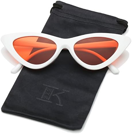 LKEYE-Goggles Vintage Cat Eye Sunglasses Retro Kurt Cobain Glasses LK1739 White Frame Red Lens