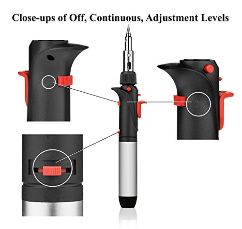 EAGems Butane Soldering Iron Torch, a Multipurpose Solder Station Kit with Welding and Hot Knife Tool Accessories - Set has 7 tips and is Self-Igniting with Adjustable Flame - Gas Not Included