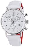 DETOMASO Men's Quartz Stainless Steel and Leather Casual Watch, Color:White (Model: DT1052-D)
