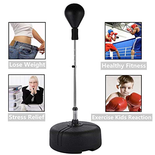 Anfan Reflex Bag Free Standing Boxing Speed Punching Bag, Adjustable Height for Adult&Kid, Boxing Punching Ball (Black) - Thumbnail 5