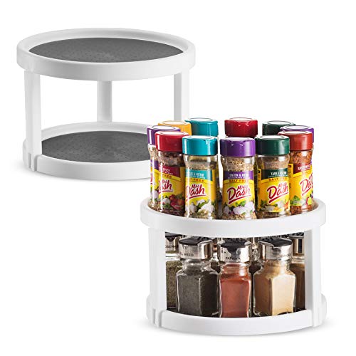 2 Pack Non Skid Lazy Susan Cabinet Organizer Spice Rack 10 Inch Pantry ...