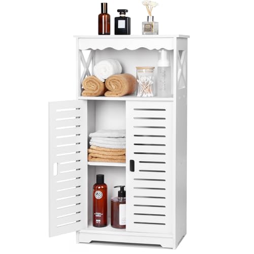 aimu Bathroom Storage Cabinets,White Floor Free Standing Cabinet,Home Waterproof Storage Furniture for Bedroom Kitchen Hallway,Cupboard Unit with Daily use Layer,75x24x34cm.