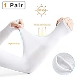 NIANPU UV Protection Cooling Arm Sleeves - UPF 50 Long Sun Sleeves for Men & Women. Perfect for Cycling, Driving, Running, Basketball, Football & Outdoor Activities (White)