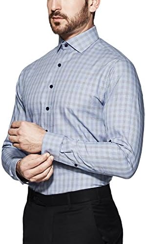 Vardama Men's Blue Checks Performance Shirt With Spill Proof Tech Mercer (X-Large)