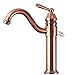 Antique Copper Finish Bathroom Sink Faucet Single Hole Mixer Taps Single Lever Handle Tall Swivel Curve Spout Kitchen Sink Faucet