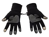 Metog Winter men and women outdoor sports warm fleece gloves touch gloves Black M