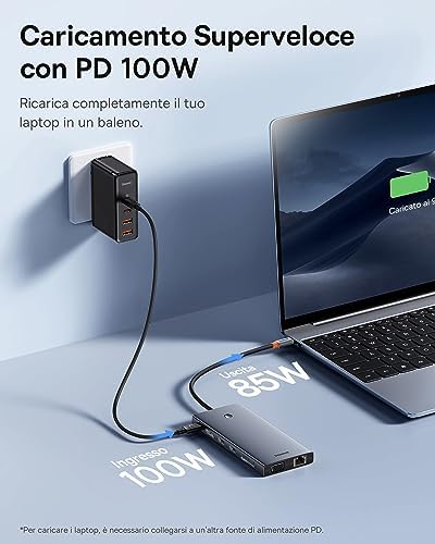 Docking Station USB-C 3 Monitor, Chip Ottimizzato,13-In-1 Hub USB-C, 2*HDMI e 1*DP 4K 60Hz, VGA, USB 3.1, PD 100W, Ethernet, Per Laptop