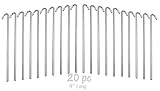 Ram-Pro 20-Piece Tent Garden Stakes Heavy Duty, Galvanized Steel Pegs Rust-Free (9")