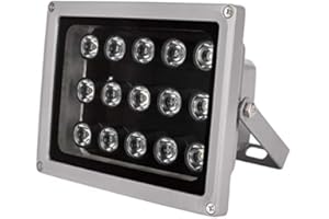 EVERSECU IR Illuminator,850nm 15 LEDs 200ft 60° Infrared Wide Angle IR Illuminator for Night Vision,Waterproof LED Infrared Light for IP Camera, CCTV Security Camera (No Power Adapter Included)