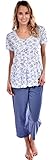 Pink Lady Women's Cotton Knit Floral Top and Capri 2 Piece Pajama Set